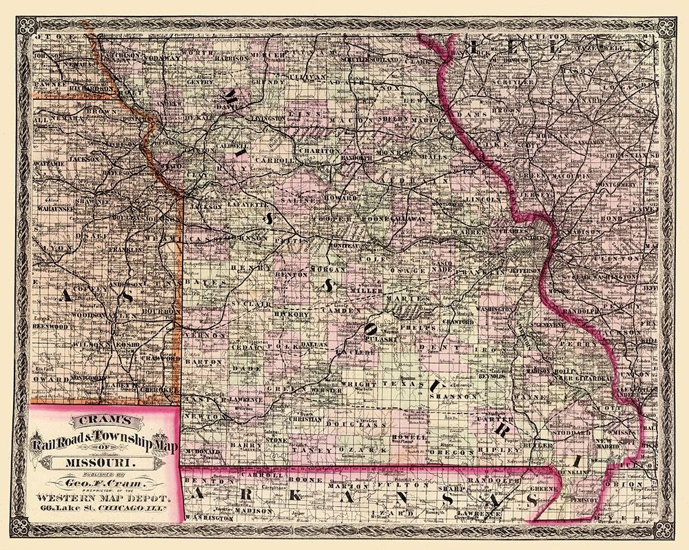 Missouri - Cram 1875 art print by Cram for $57.95 CAD