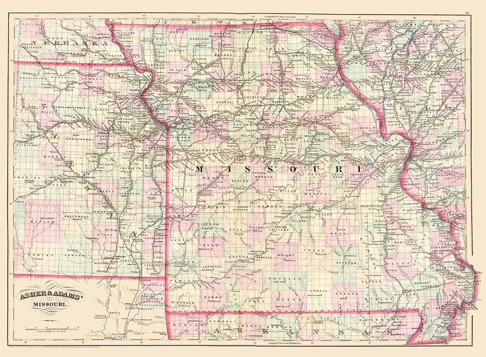 Missouri - Asher  1874 art print by Asher for $57.95 CAD