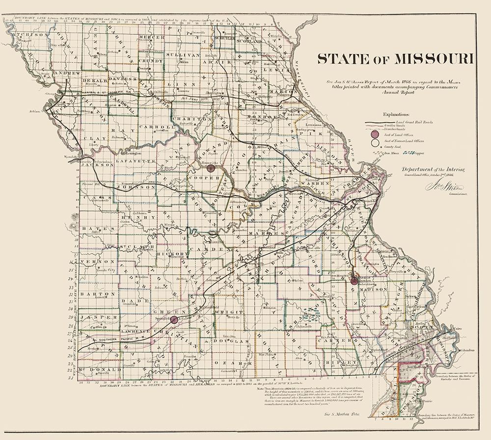 Missouri - USGLO 1866 art print by USGLO for $57.95 CAD