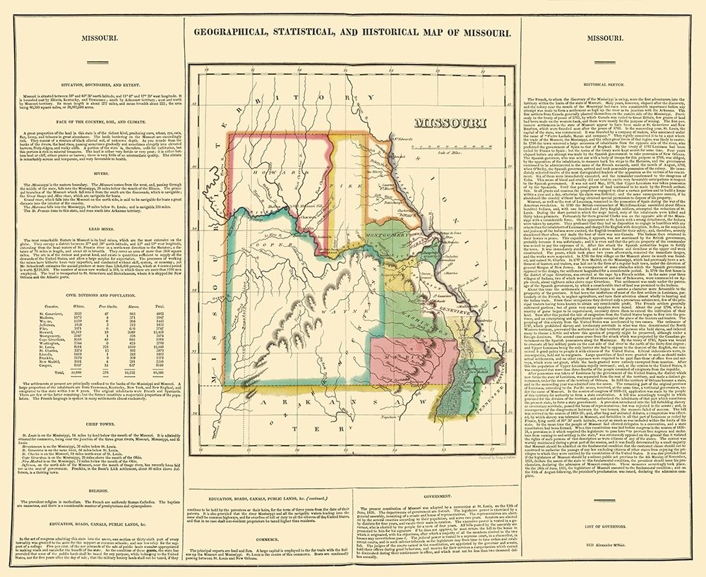 Missouri Geographical, Statistical, Historical art print by Carey for $57.95 CAD