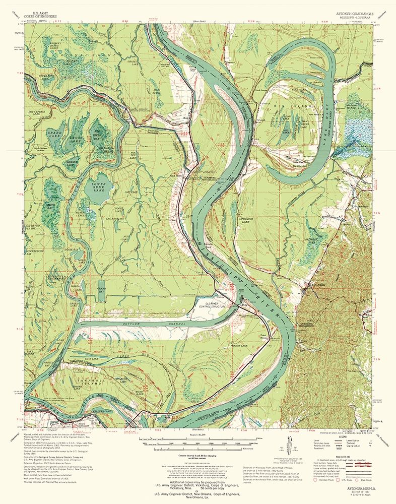 Artonish Mississippi Quad - USGS 1967 art print by USGS for $57.95 CAD