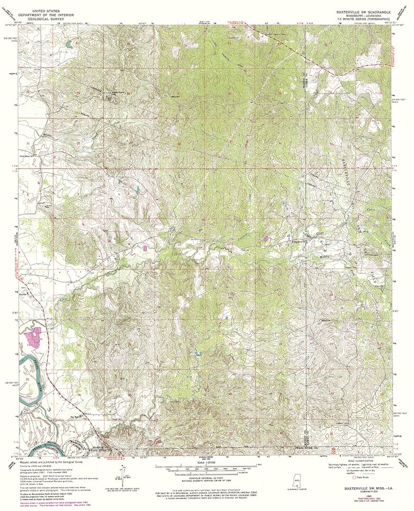 South West Baxterville Mississippi Quad - USGS art print by USGS for $57.95 CAD