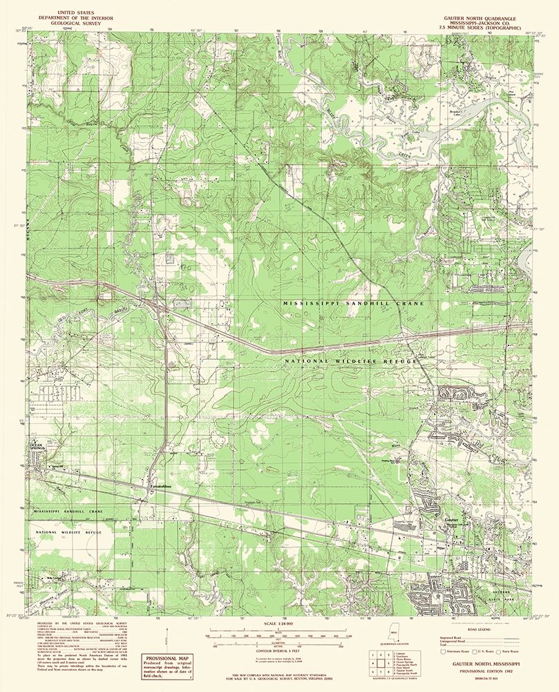 North Gautier Mississippi Quad - USGS 1982 art print by USGS for $57.95 CAD