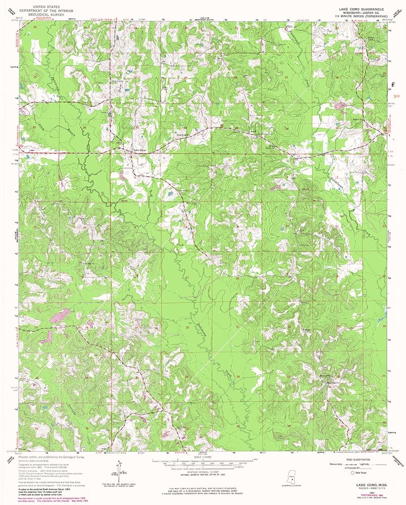 Lake Como Mississippi Quad - USGS 1964 art print by USGS for $57.95 CAD