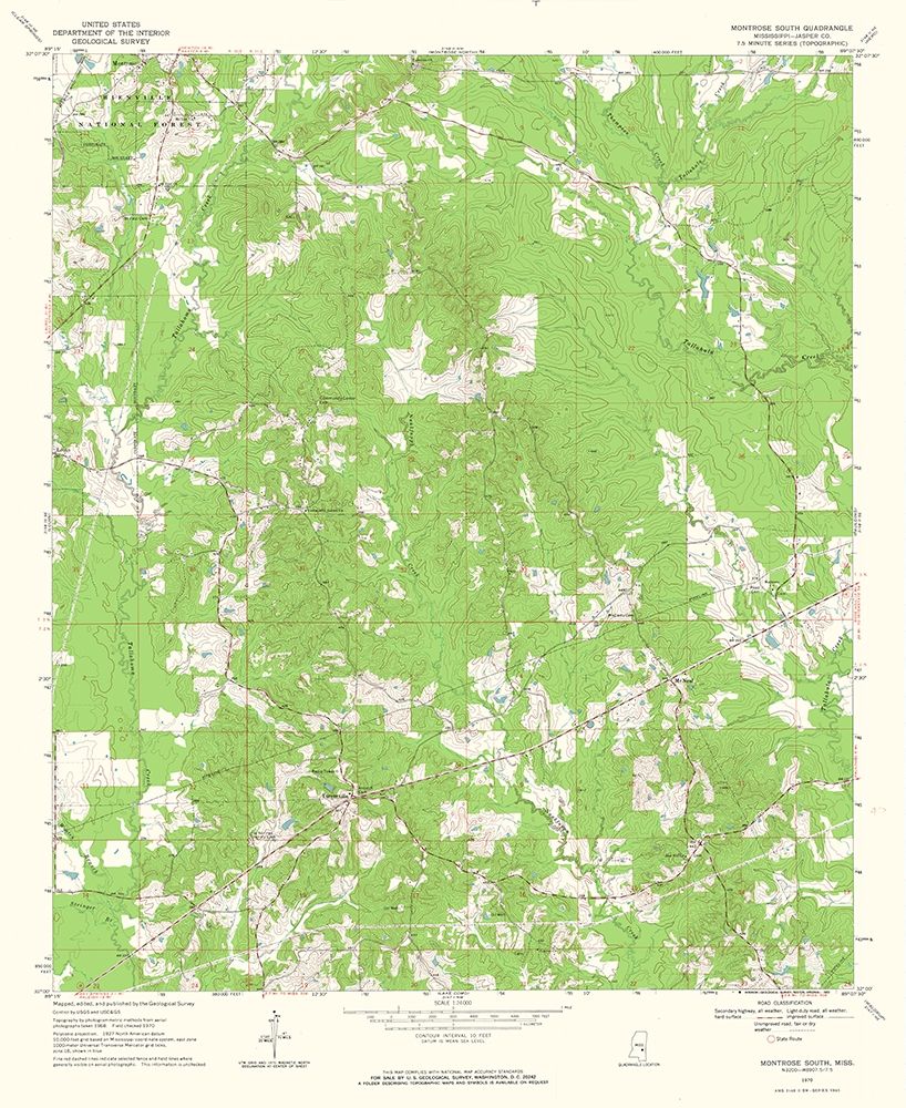 South Montrose Mississippi Quad - USGS 1970 art print by USGS for $57.95 CAD