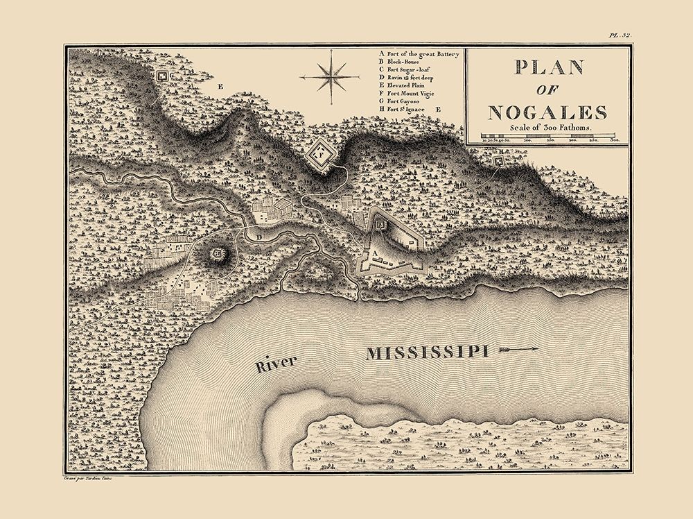 Nogales Mississippi - Collot 1796 art print by Collot for $57.95 CAD