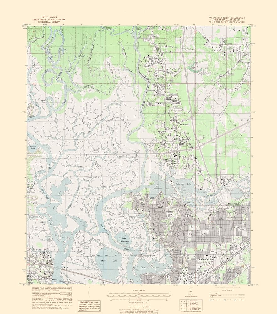 North Pascagoula Mississippi Quad - USGS 1979 art print by USGS for $57.95 CAD