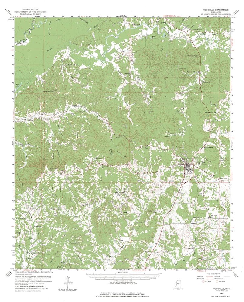 Woodville Mississippi Quad - USGS 1958 art print by USGS for $57.95 CAD