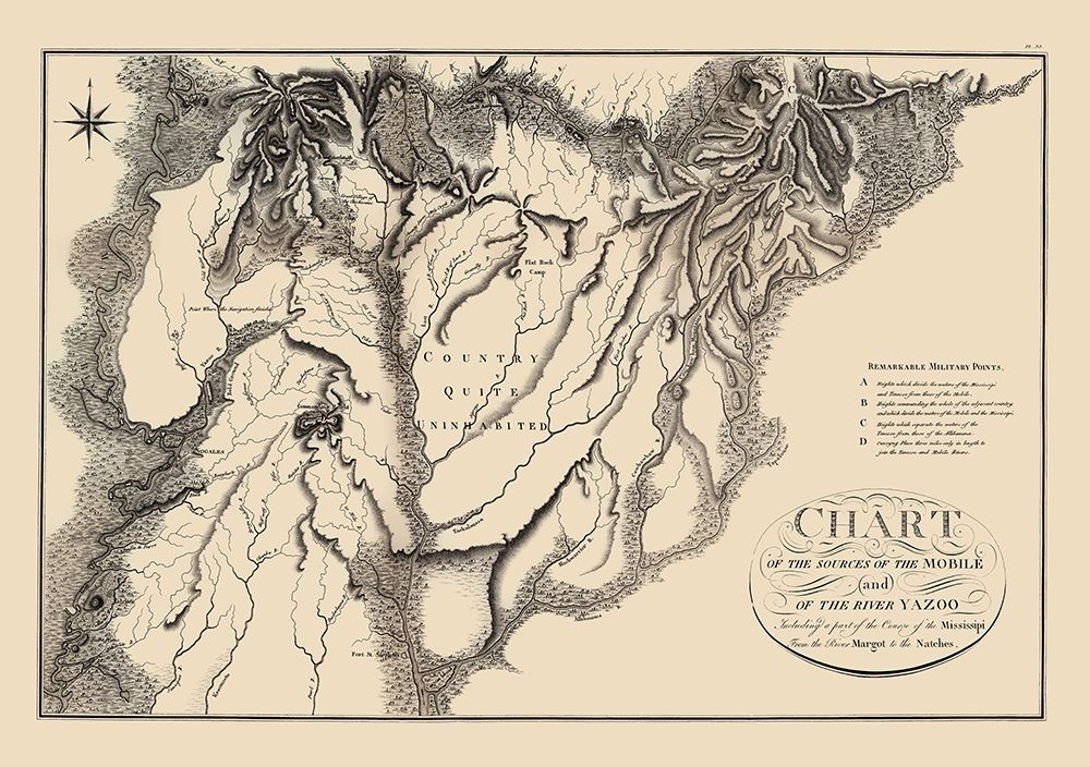 Mobile Yazoo River Source - Collot 1796 art print by Collot for $57.95 CAD