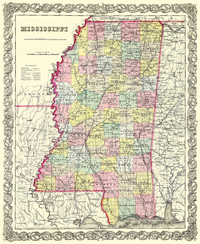 Mississippi - Colton 1855 art print by Colton for $57.95 CAD