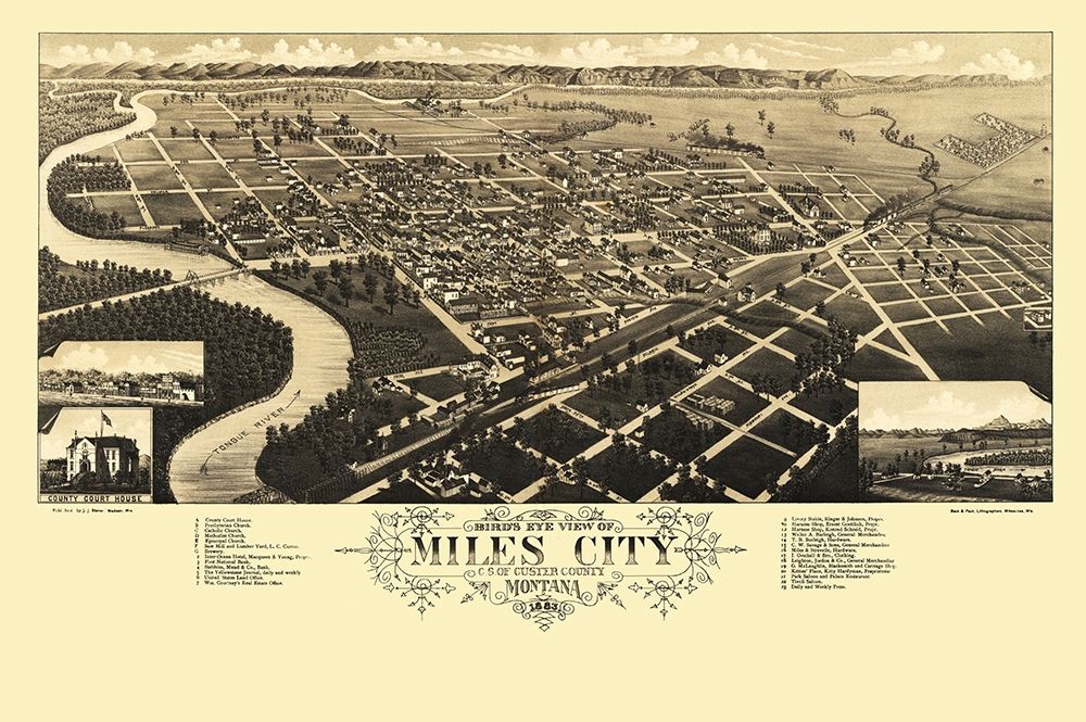 Miles City Montana - Stoner 1883 art print by Stoner for $57.95 CAD