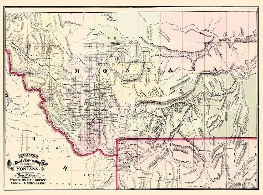 Montana Territory - Cram 1875 art print by Cram for $57.95 CAD