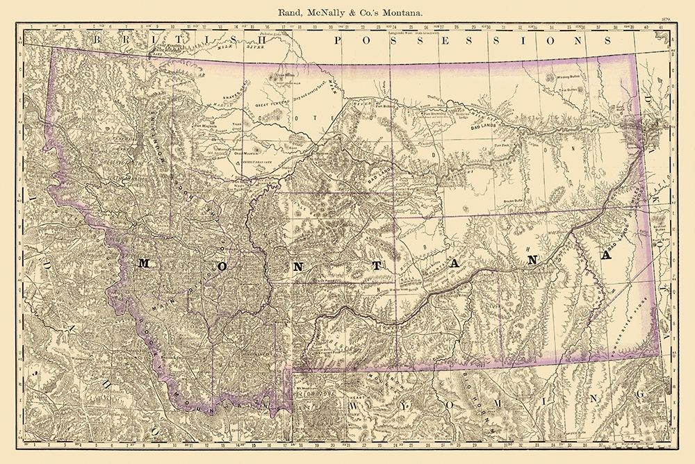 Montana - Rand McNally 1879 art print by Rand McNally for $57.95 CAD
