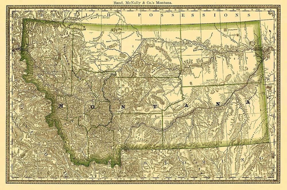 Montana - Rand McNally 1881 art print by Rand McNally for $57.95 CAD