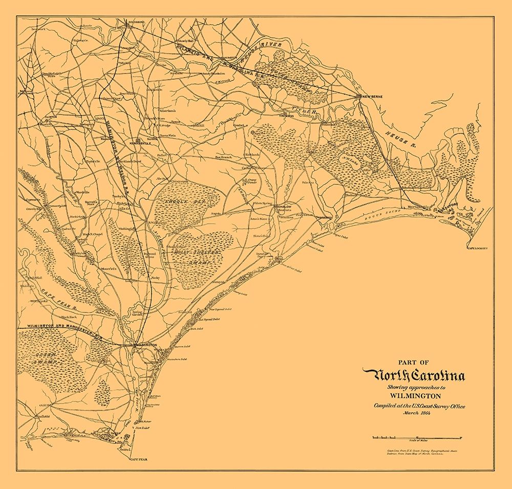 Cape Lookout to Cape Fear, North Carolina 1864 art print by USCS for $57.95 CAD