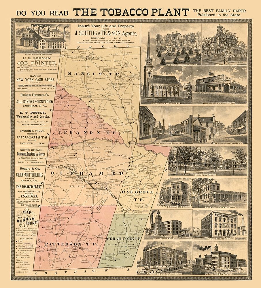 Durham County County North Carolina - Johnson 1887 art print by Johnson for $57.95 CAD