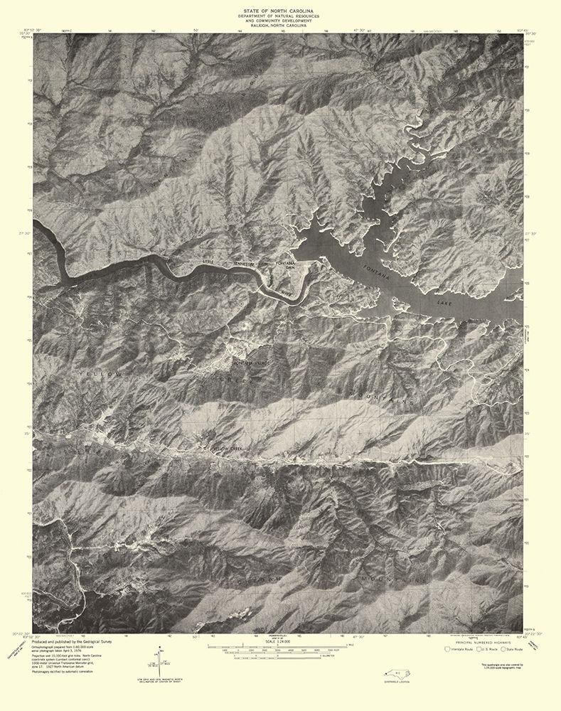 Fontana North Carolina Quad - USGS 1935 art print by USGS for $57.95 CAD