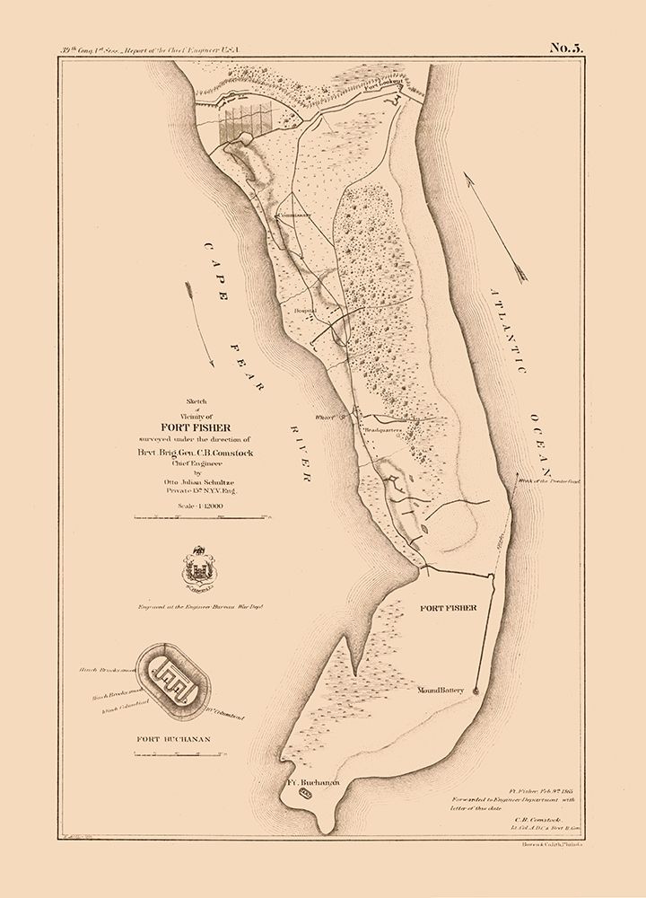 Fort Fisher North Carolina - Comstock 1863 art print by Comstock for $57.95 CAD
