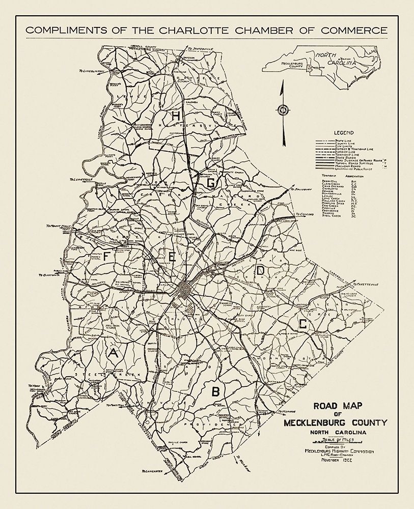 Mecklenburg North Carolina - Ross 1922 art print by Ross for $57.95 CAD