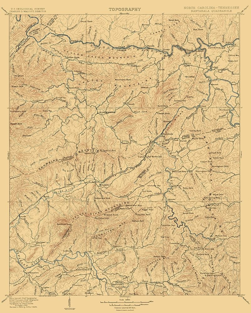 Nantahala North Carolina Tennessee Quad - USGS art print by USGS for $57.95 CAD