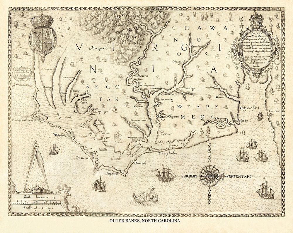 Outer Banks North Carolina, Virginia - 1590 art print by Unknown for $57.95 CAD