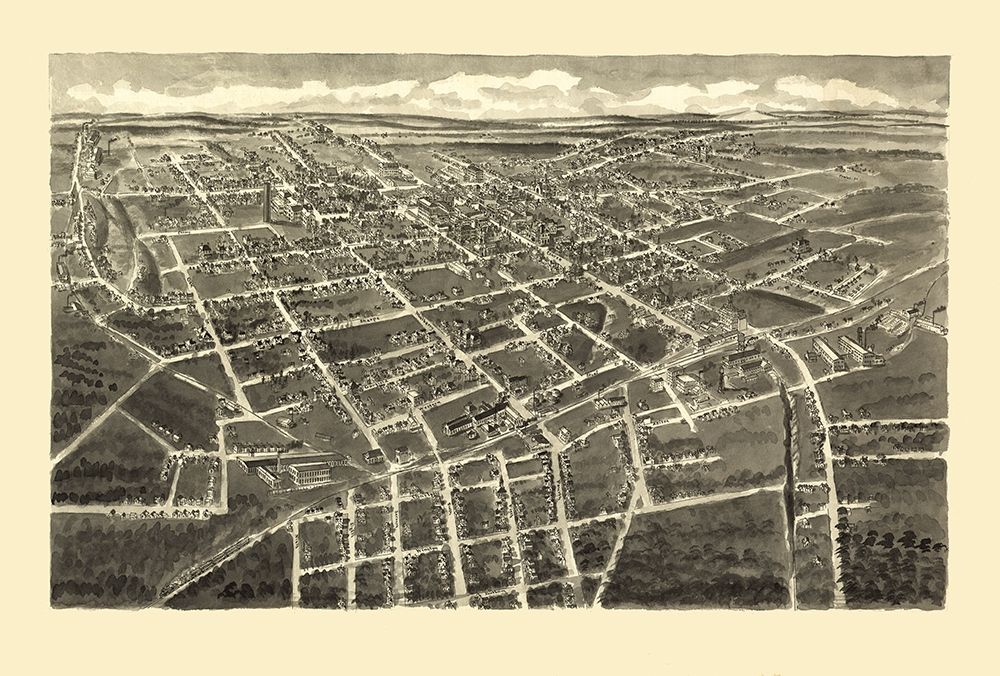 Statesville North Carolina - Downs 1907 art print by Downs for $57.95 CAD