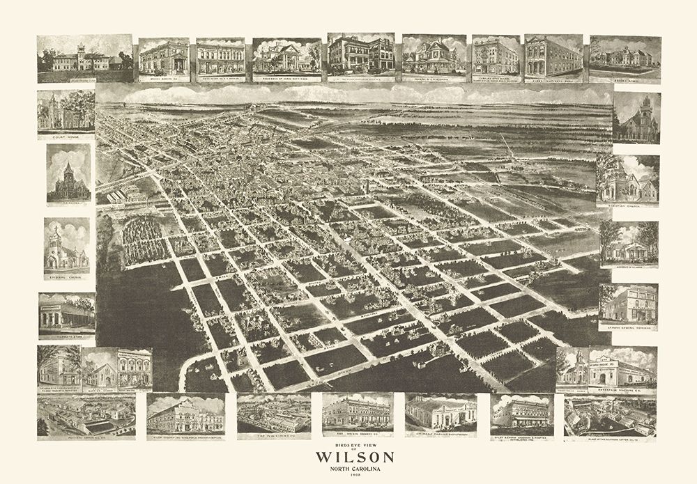Wilson North Carolina - Fowler 1908 art print by Fowler for $57.95 CAD