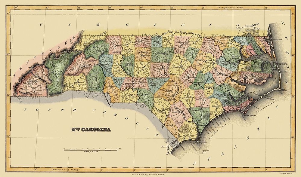 North Carolina - Lucas 1823 art print by Lucas for $57.95 CAD