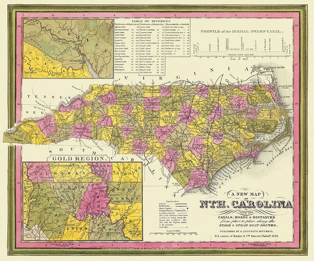 North Carolina - Mitchell 1846 art print by Mitchell for $57.95 CAD