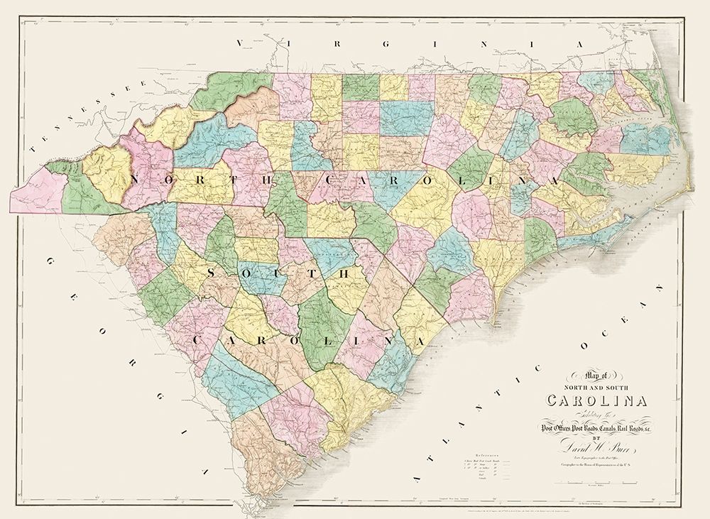 North Carolina, South Carolina - Burr 1839 art print by Burr for $57.95 CAD