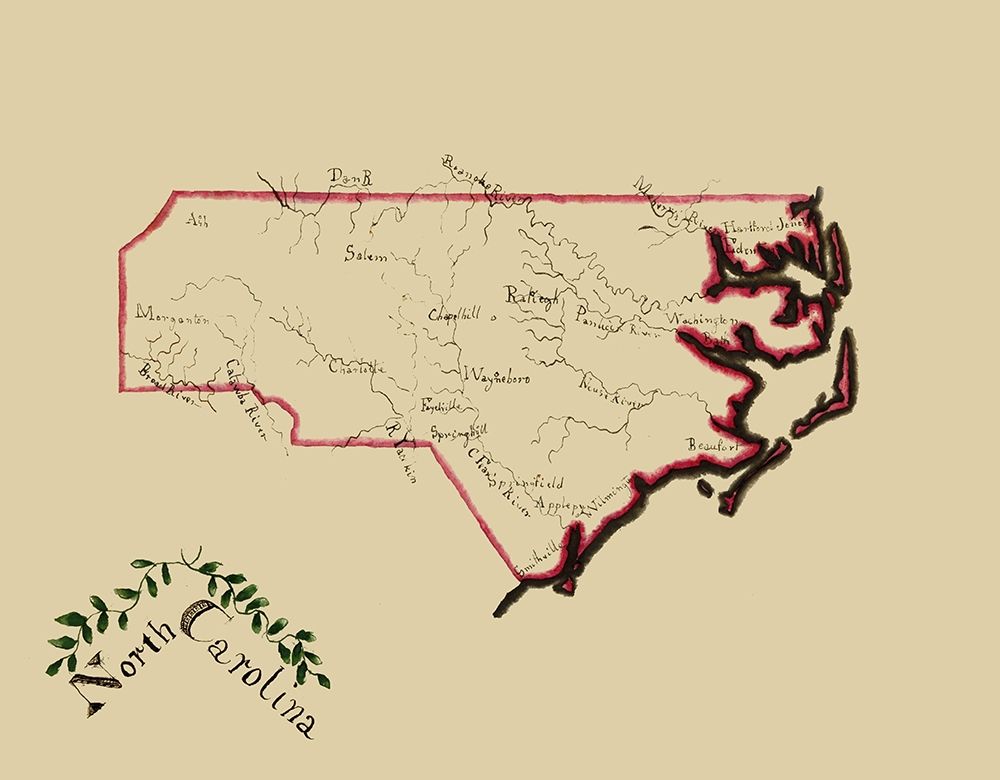 North Carolina - Henshaw 1828 art print by Henshaw for $57.95 CAD
