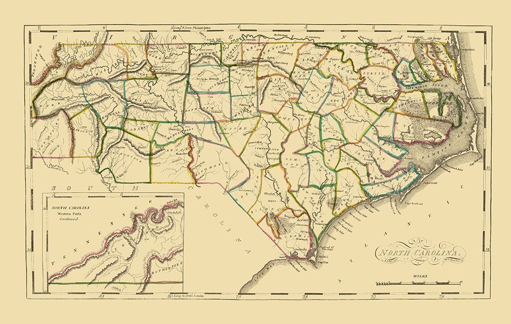 North Carolina - Del 1814 art print by Del for $57.95 CAD
