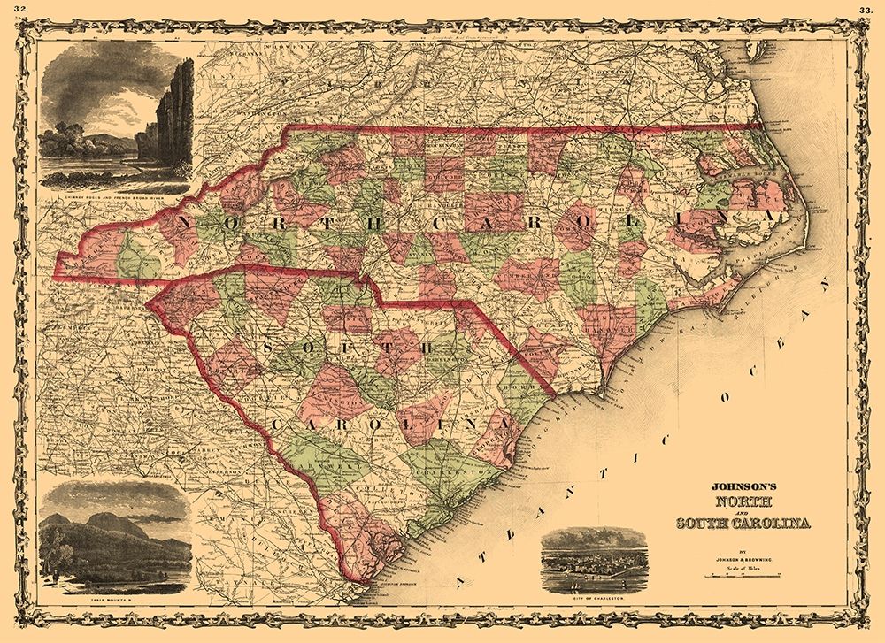 North Carolina South Carolina - Johnson 1861 art print by Johnson for $57.95 CAD