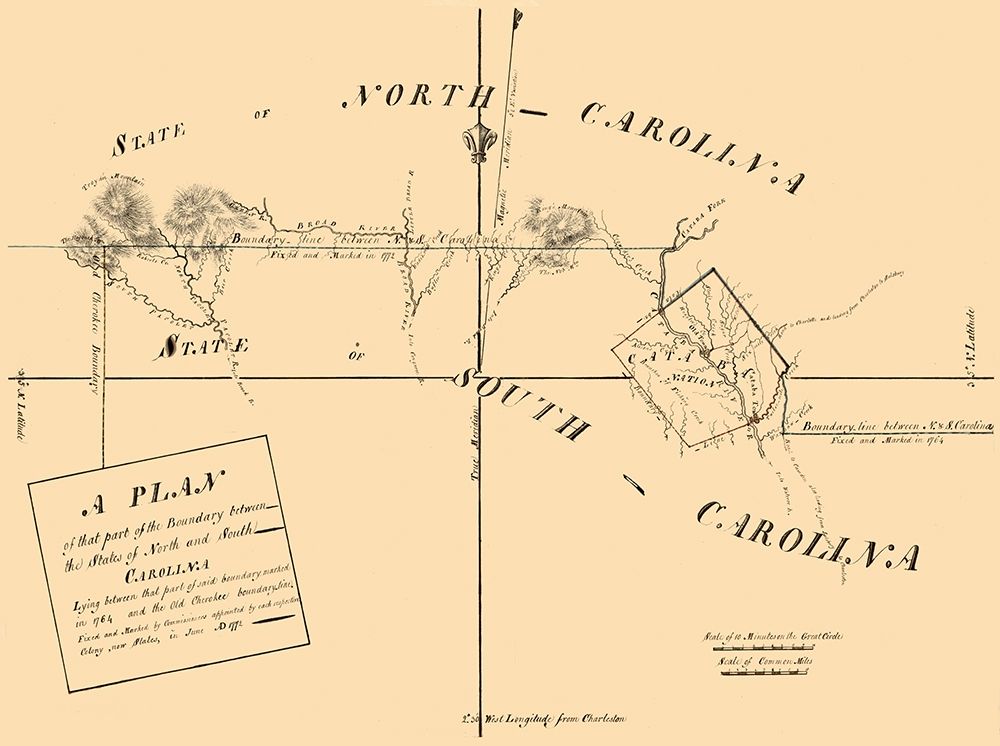 North Carolina South Carolina Boundaries -1777 art print by Unknown for $57.95 CAD