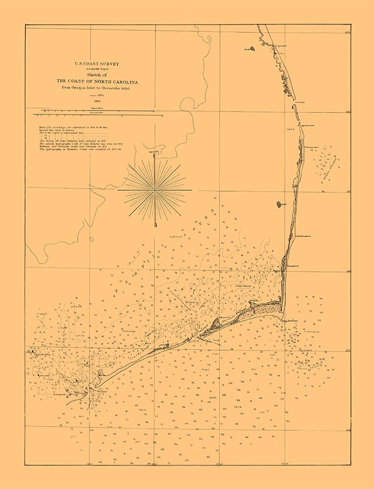 North Carolina Coast - Bache 1861 art print by Bache for $57.95 CAD