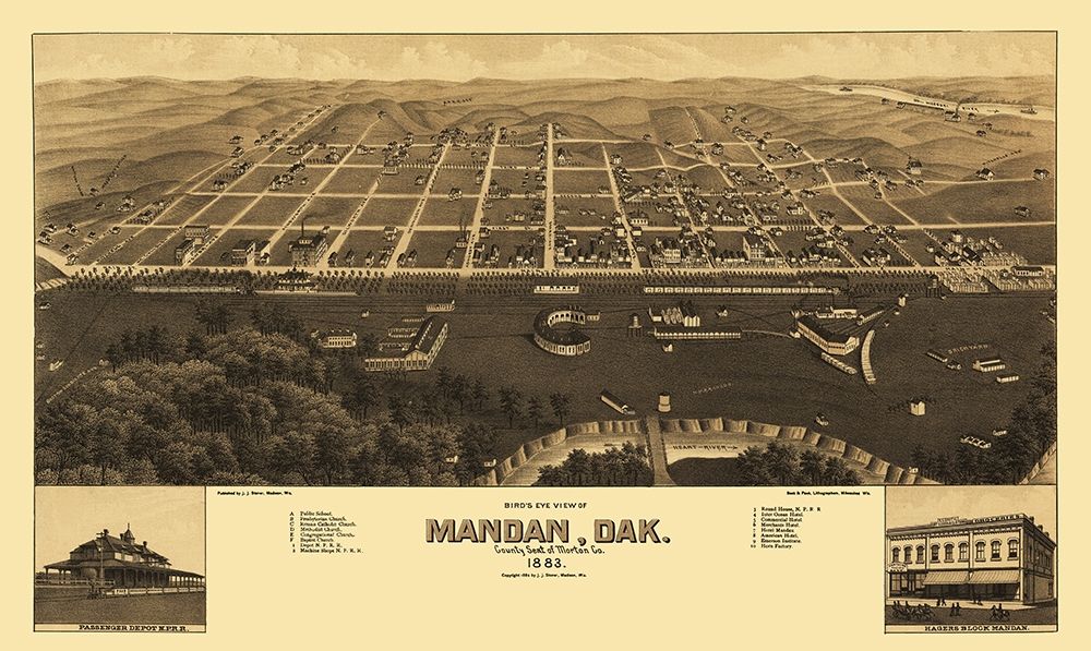 Mandan North Dakota - Stoner 1883 art print by Stoner for $57.95 CAD