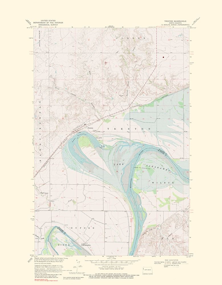 Trenton North Dakota Quad - USGS 1976 art print by USGS for $57.95 CAD