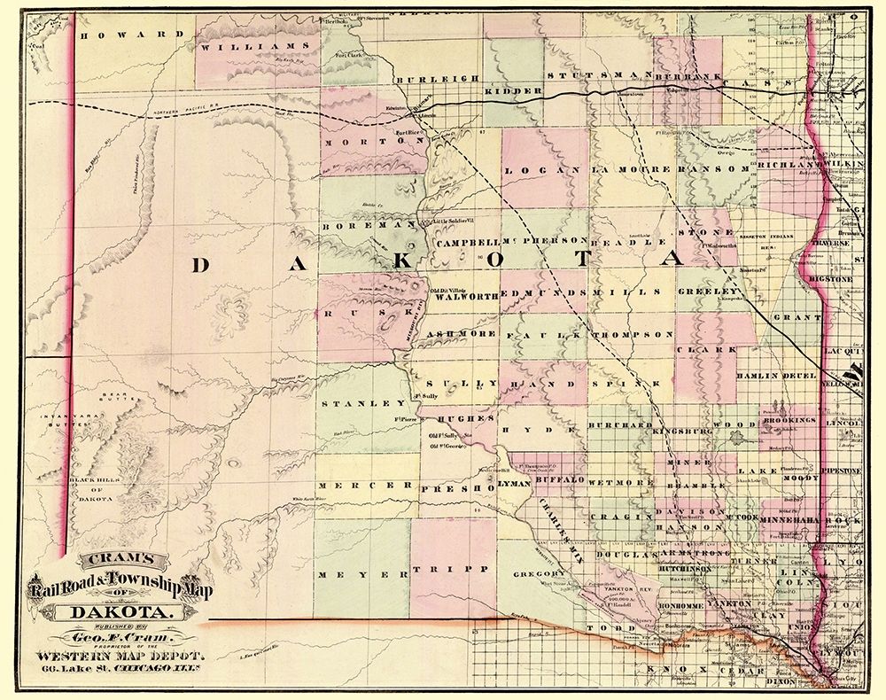 Dakota Territory - Cram 1875 art print by Cram for $57.95 CAD