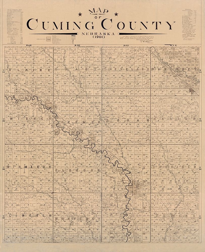 Cuming County Nebraska - Heller 1901 art print by Heller for $57.95 CAD