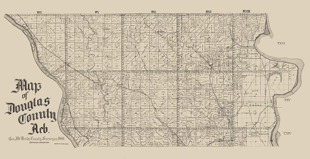 Douglas County Nebraska - McBride 1900 art print by McBride for $57.95 CAD