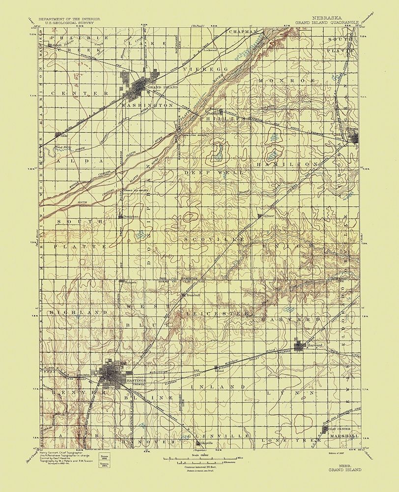 Grand Island Nebraska Quad - USGS 1897 art print by USGS for $57.95 CAD
