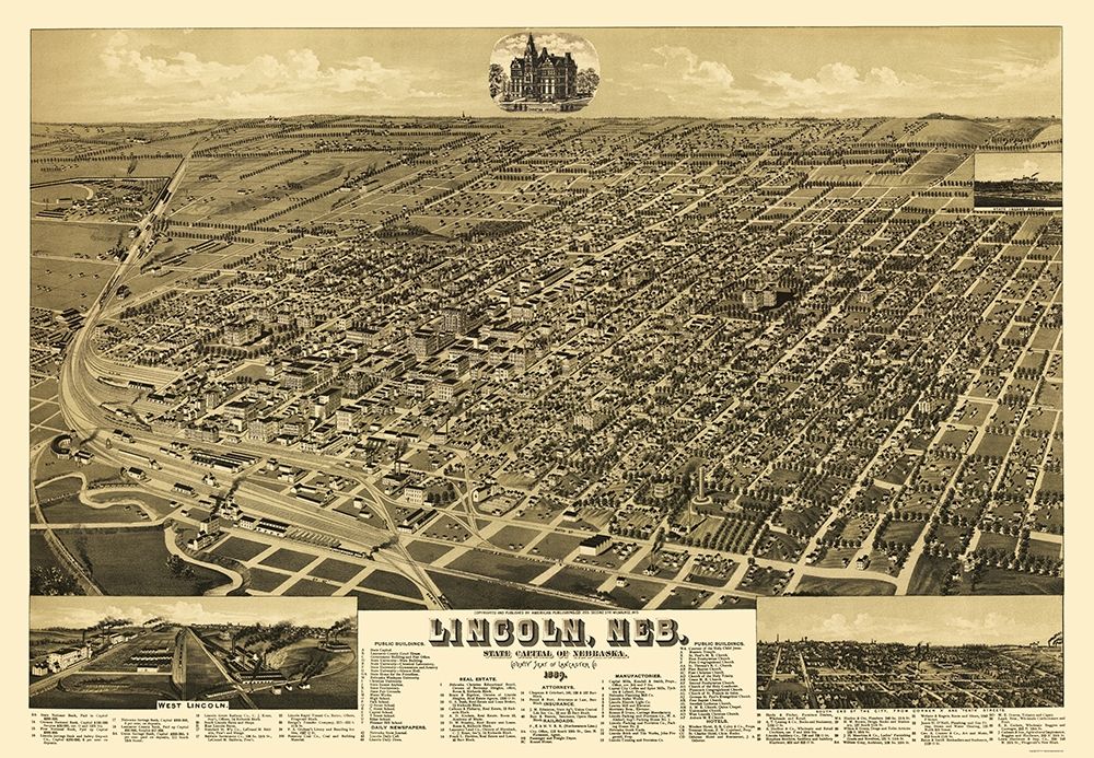 Lincoln Nebraska - American Pub Co 1889 art print by American Pub Co for $57.95 CAD