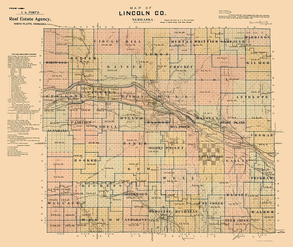 Lincoln County Nebraska - Fort 1894 art print by Fort for $57.95 CAD