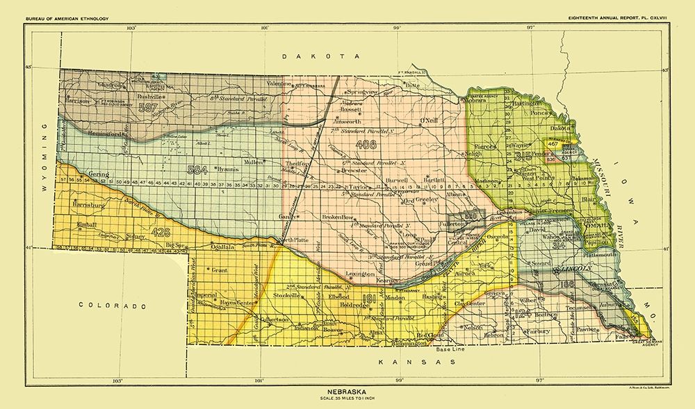 Nebraska - Hoen 1896 art print by Hoen for $57.95 CAD