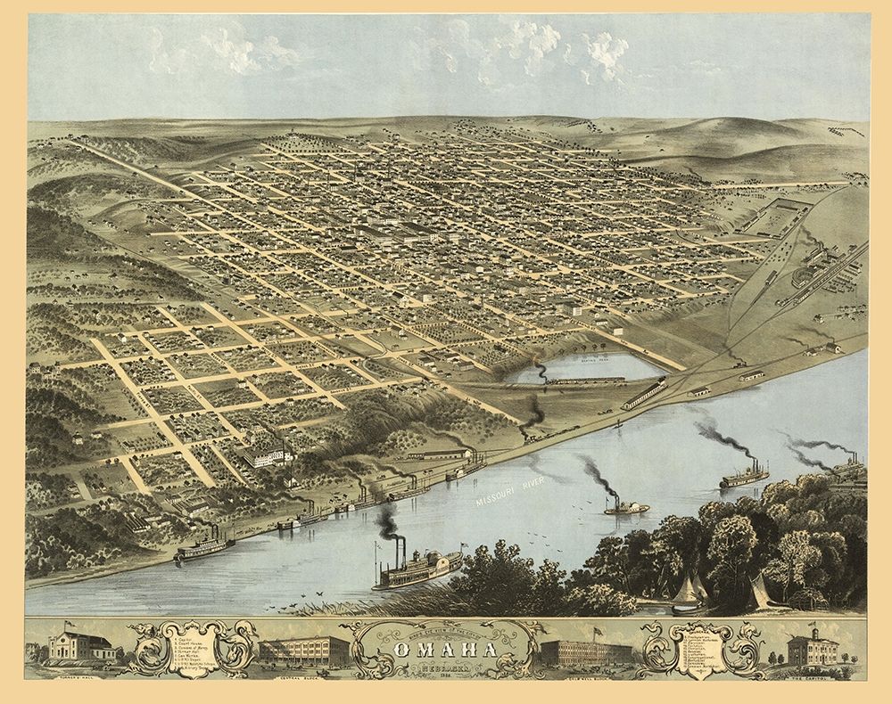 Omaha Nebraska - Ruger 1868 art print by Ruger for $57.95 CAD