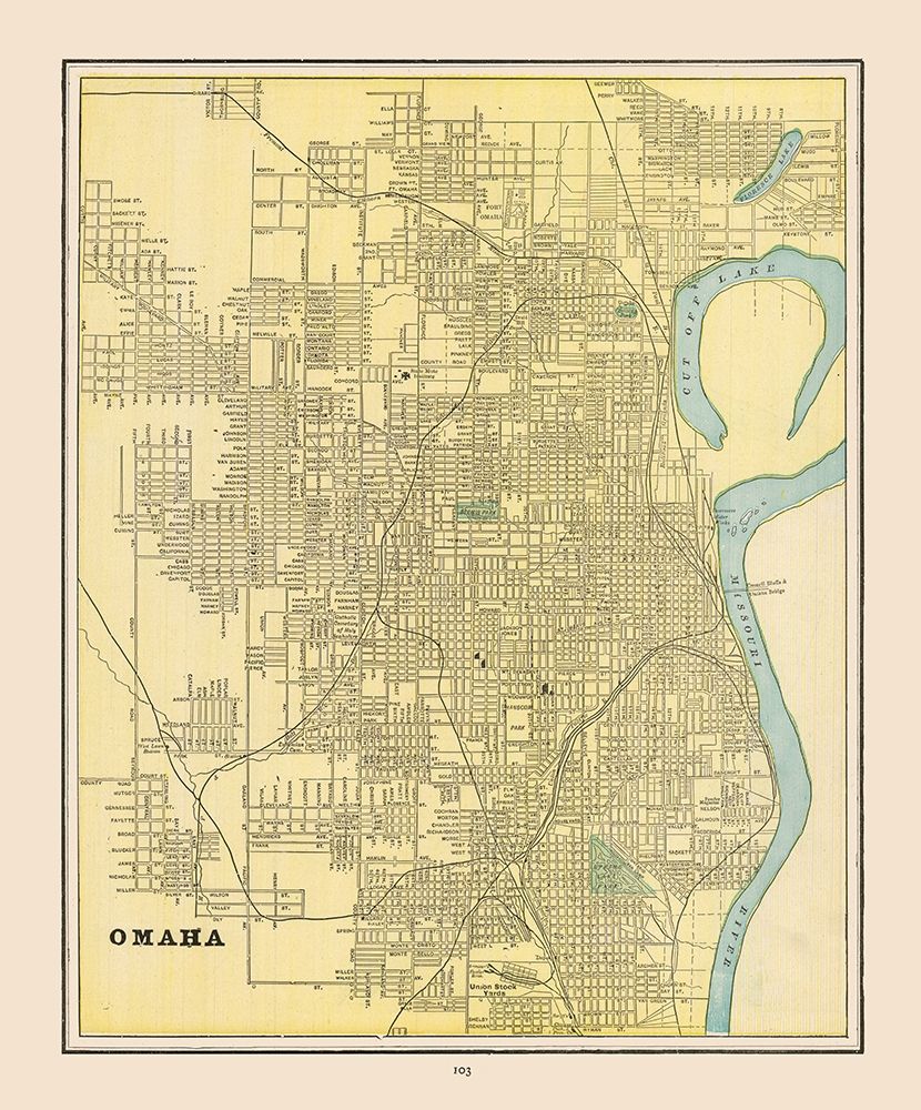 Omaha  Nebraska - Cram 1892 art print by Cram for $57.95 CAD