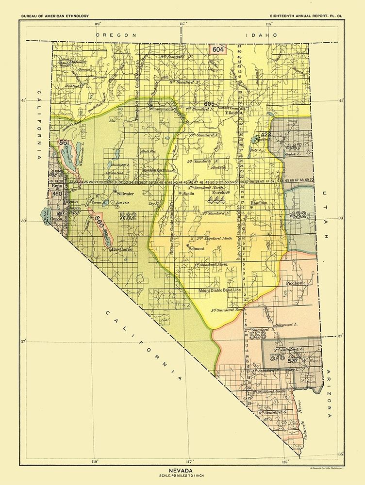 Nevada - Pyramid Lake - Hoen 1896 art print by Hoen for $57.95 CAD
