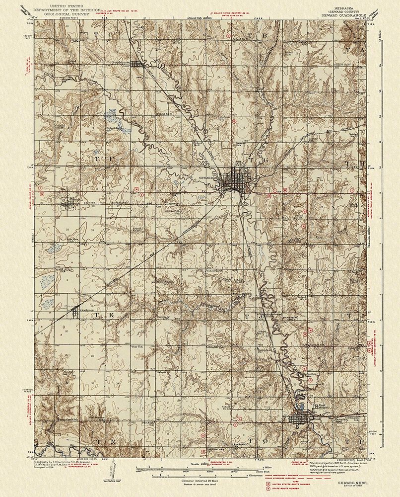 Seward Nebraska Quad - USGS 1939 art print by USGS for $57.95 CAD