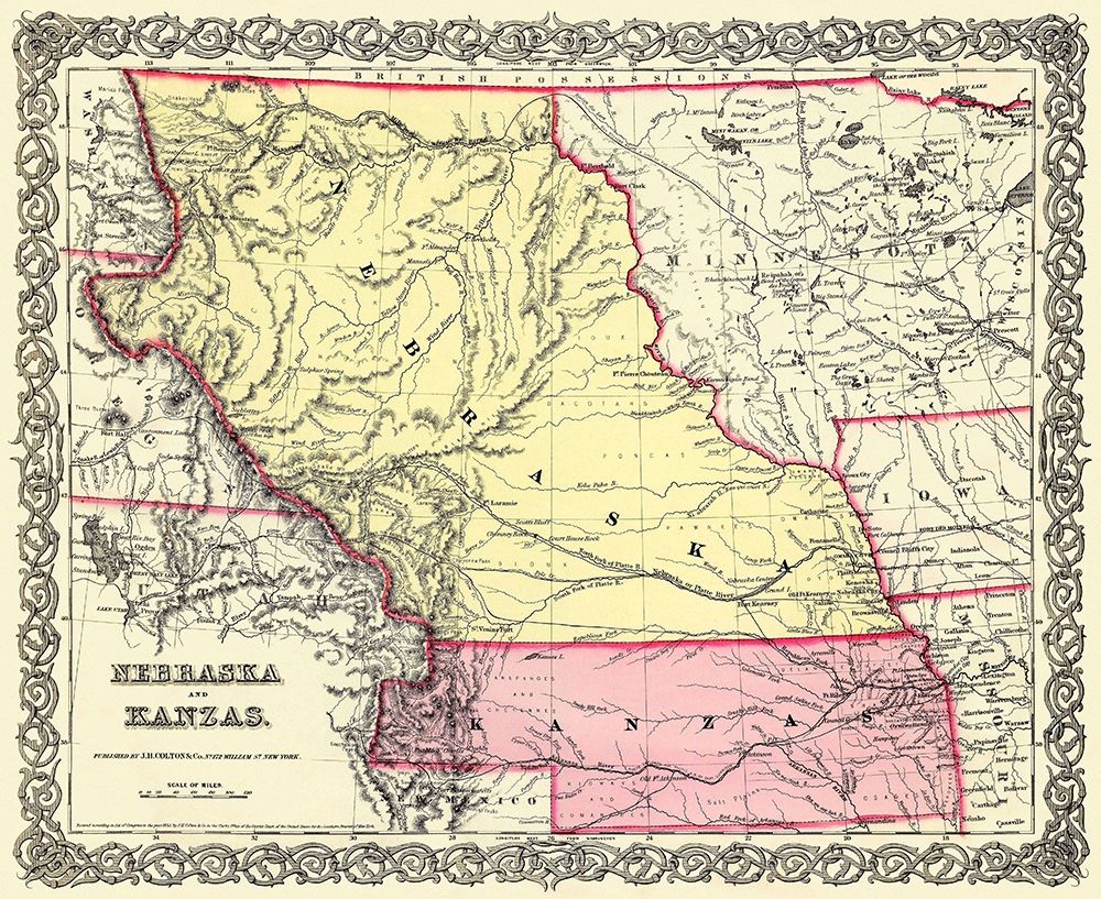 Nebraska - 1855 art print by Colton for $57.95 CAD