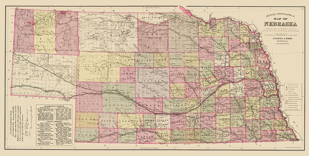 Nebraska - Everts 1885 art print by Everts for $57.95 CAD
